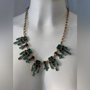 Chic Gold and Green Gemstone Necklace